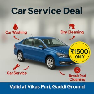 Car service deal advertisement featuring discounts and offers available