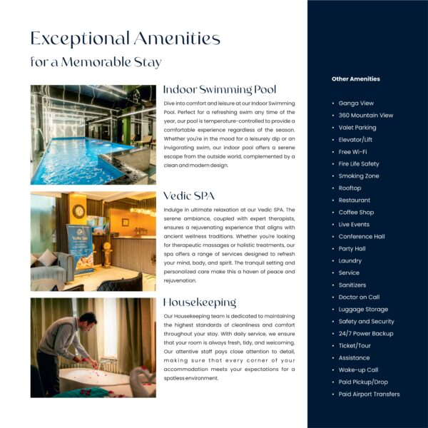 Indoor swimming pool at luxury Rishikesh hotel stay by Dekho Deals